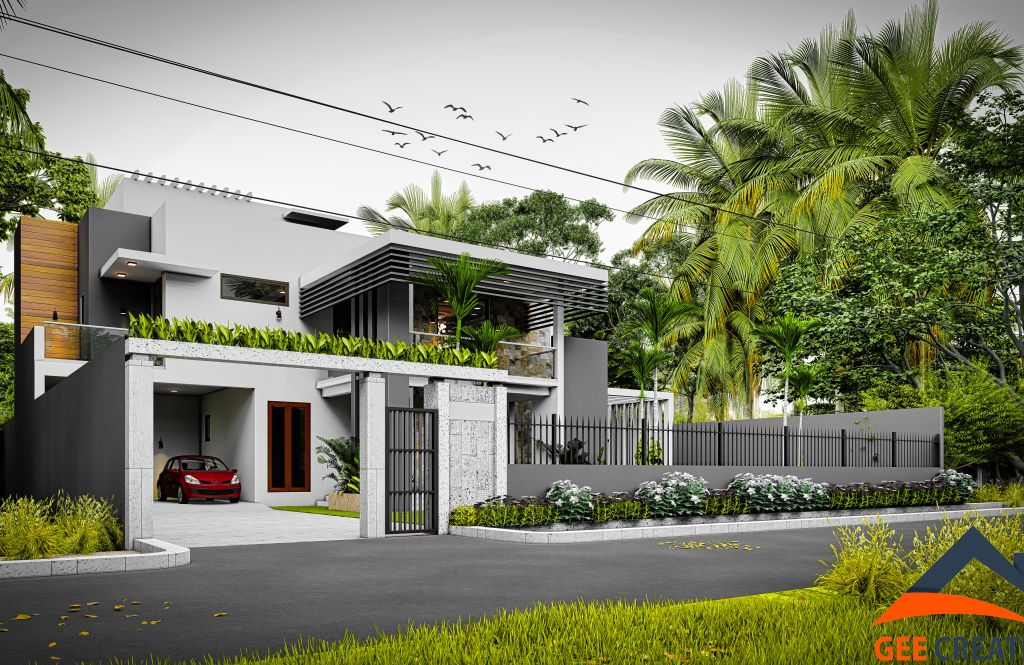 Exterior architectural 3D rendering